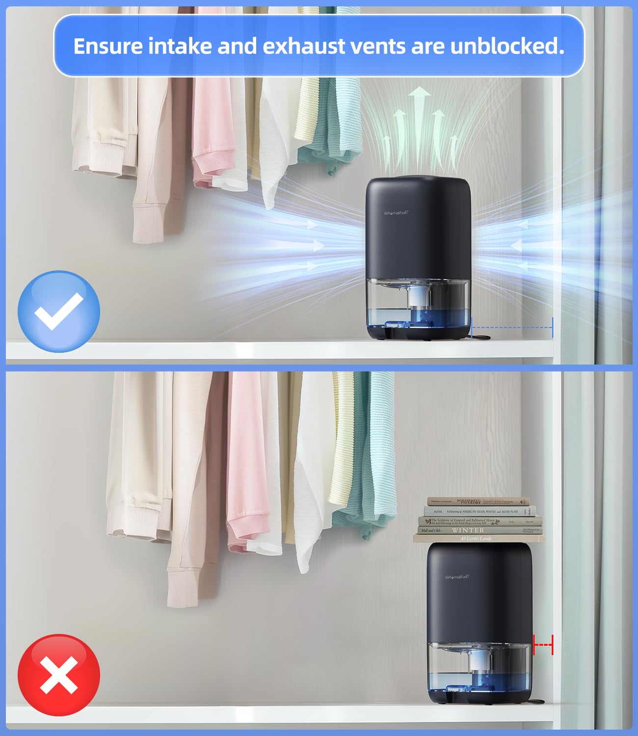 TABYIK Dehumidifier, 35 OZ Small Dehumidifiers for Room for Home, Quiet with Auto Shut Off, Dehumidifiers for Bedroom (280 sq. ft), Bathroom, RV, Closet,Blue